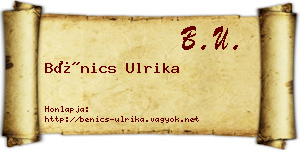 Bénics Ulrika névjegykártya